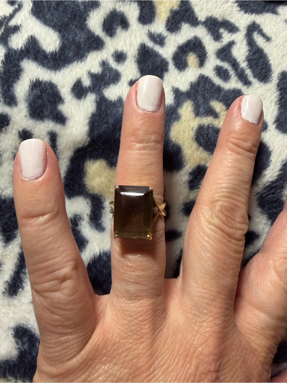 Gold Statement Ring with Rectangular Smoky Quartz
